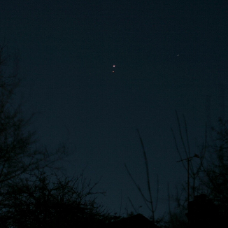 Jupiter and Mars in conjunction on the morning of January 7th 2018 (Copyright Martin J Powell, 2018)