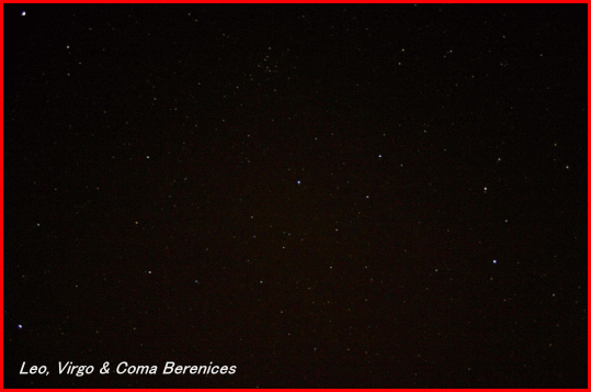 Photograph showing the constellations of Leo, Virgo and Coma Berenices. Click for a full-size photo (Copyright Martin J Powell, 2011)