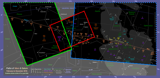 Chart showing the areas of the 2018 star chart which are covered by the photographs. Dashed lines indicate that the photograph extends beyond the boundary of the star chart