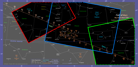 Chart showing the areas of the 2020-21 star chart which are covered by the photographs. Dashed lines indicate that the photograph extends beyond the boundary of the star chart