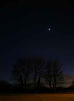 Venus and Mars photographed in the dusk sky in February 2017 (Copyright Martin J Powell, 2017)