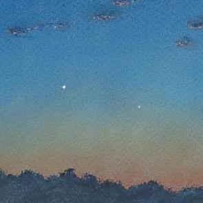 'Conjunction of Venus and Mercury  18 January 2015': a painting by Oli Froom (Image: Oli Froom/ASOD)