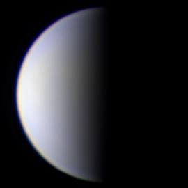 Venus at half-phase imaged by Tiziano Olivetti in May 2023 (Image: Tiziano Olivetti/ALPO-Japan)