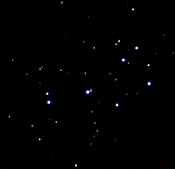 The Pleiades star cluster (M45) in Taurus (Copyright Martin J Powell, 2005)